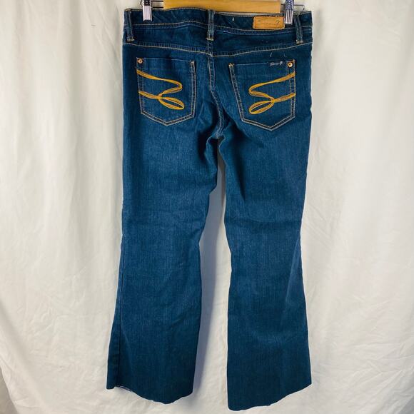 Seven7 Jeans‎ Wide Leg Dark Wash Raw Hem Mid-Rise Size 29 - Picture 5 of 8